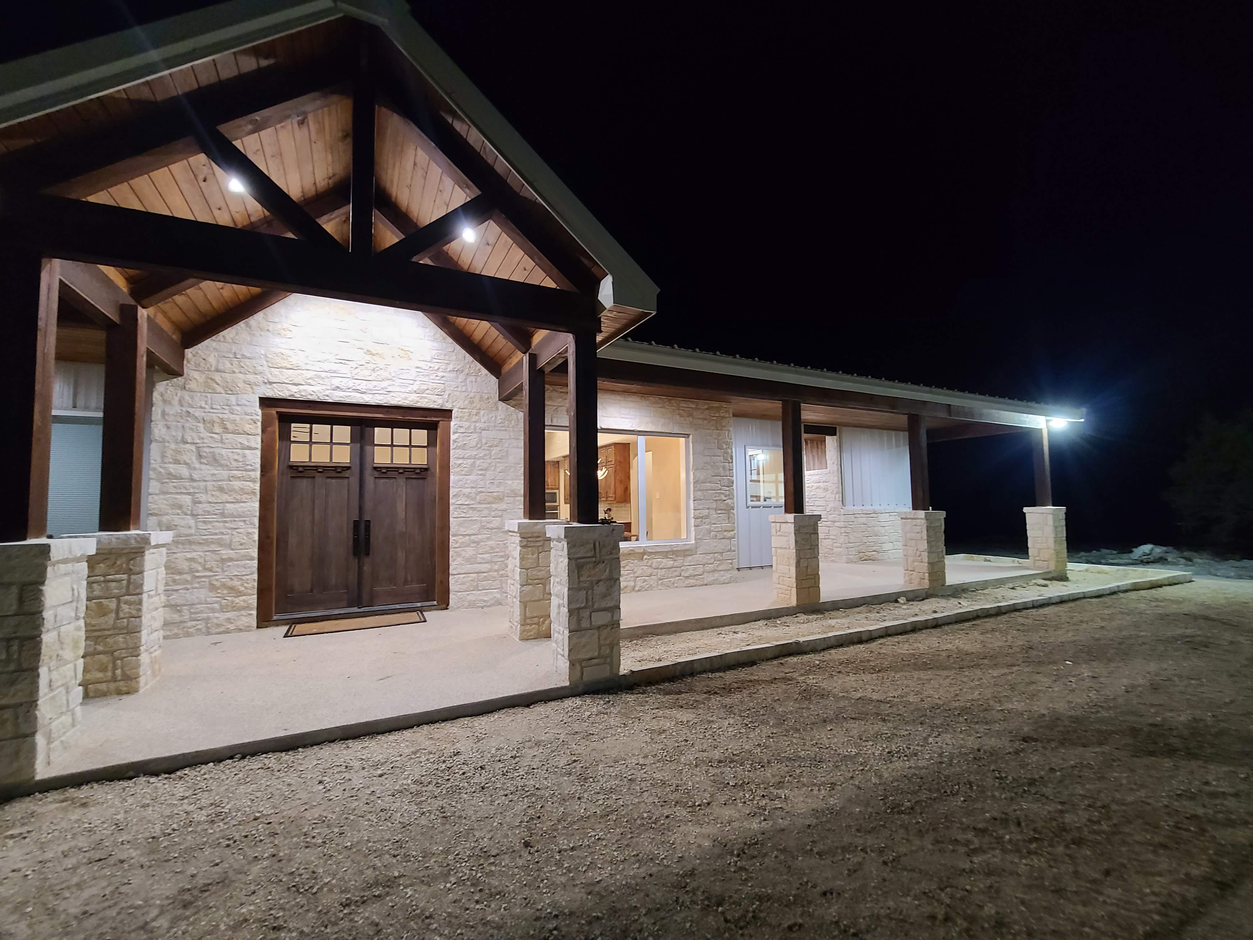 Custom ranch exterior night