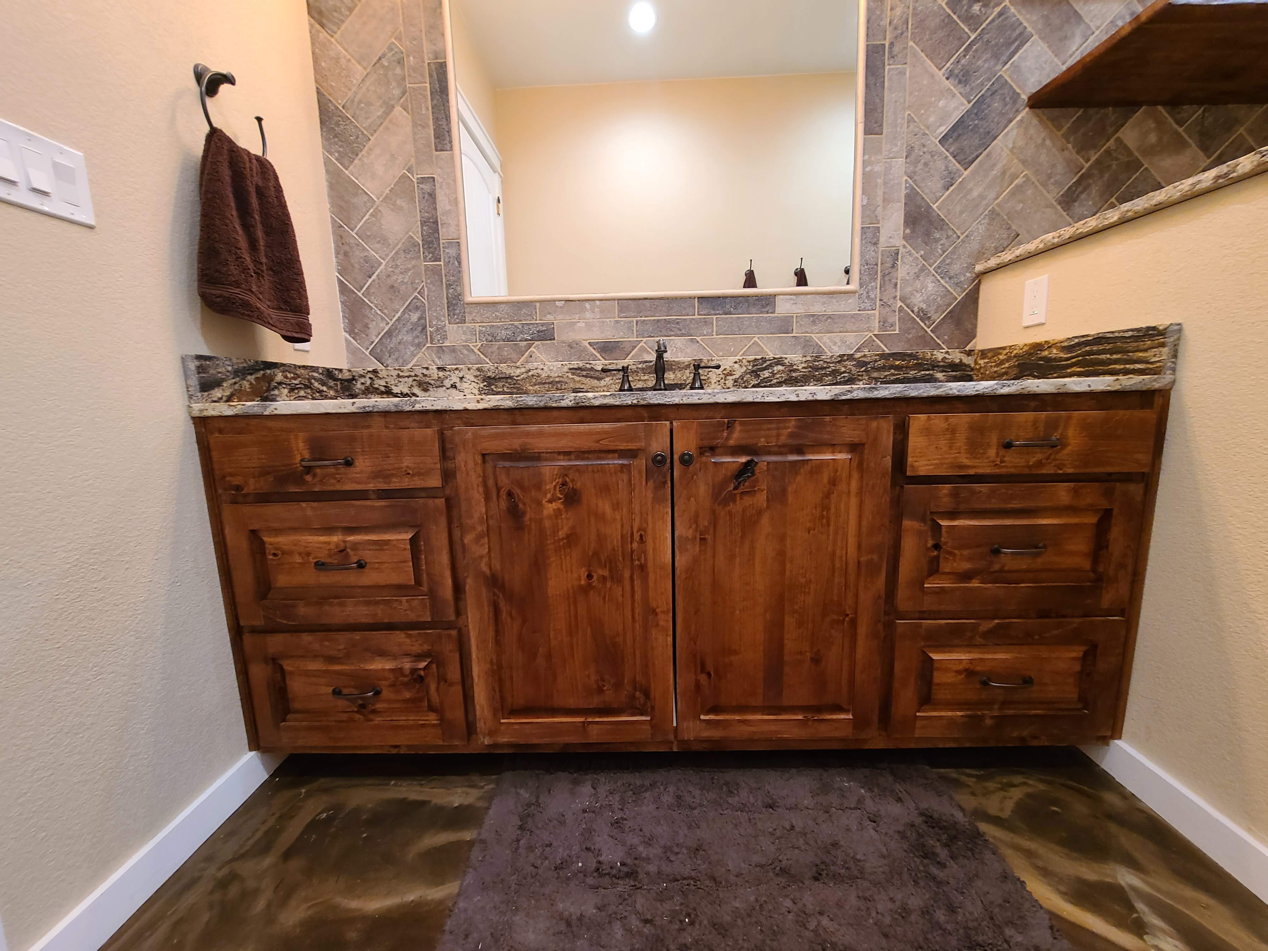 Master bath granite vanity
