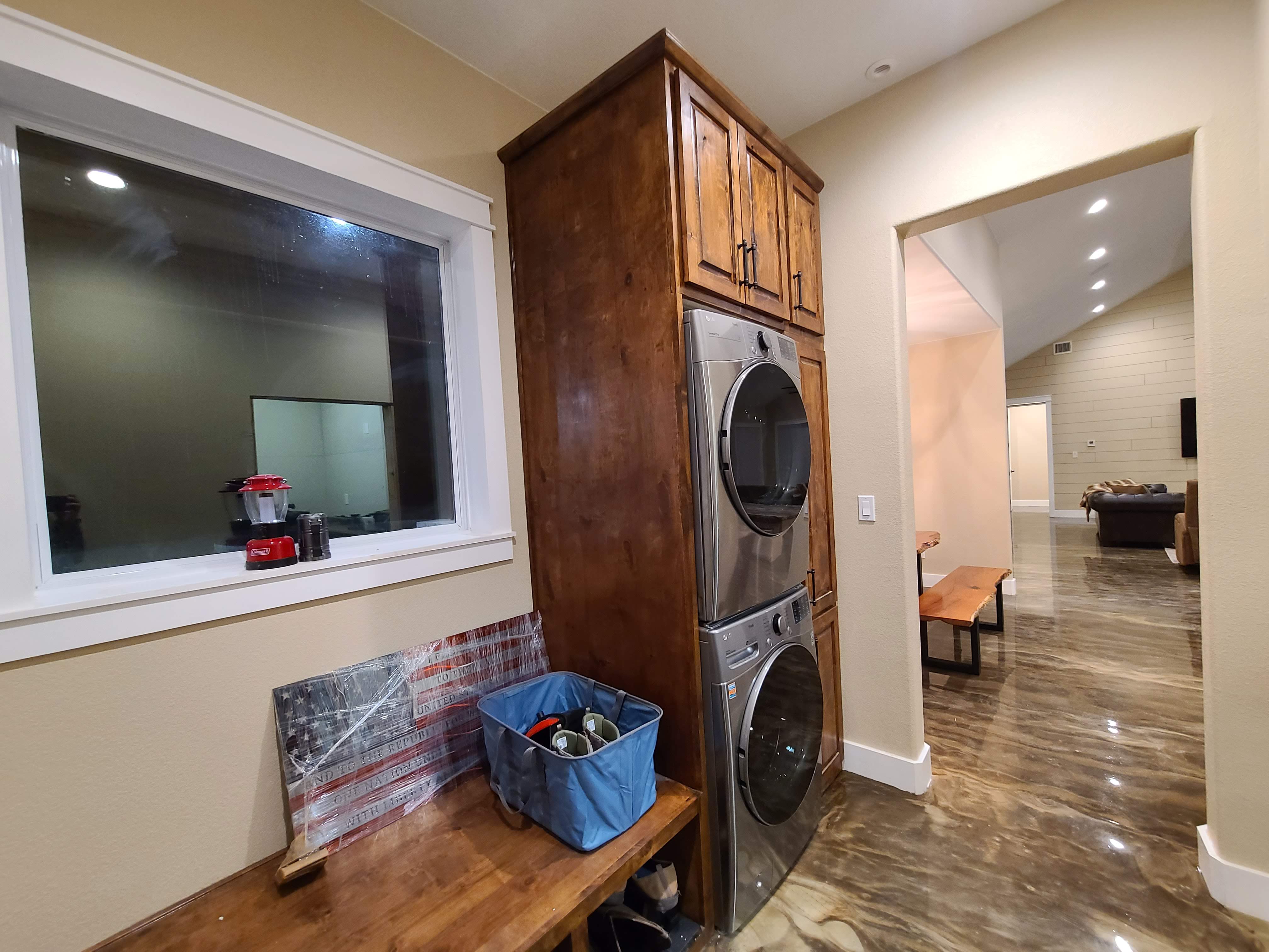 Laundry room alder cabinet tower
