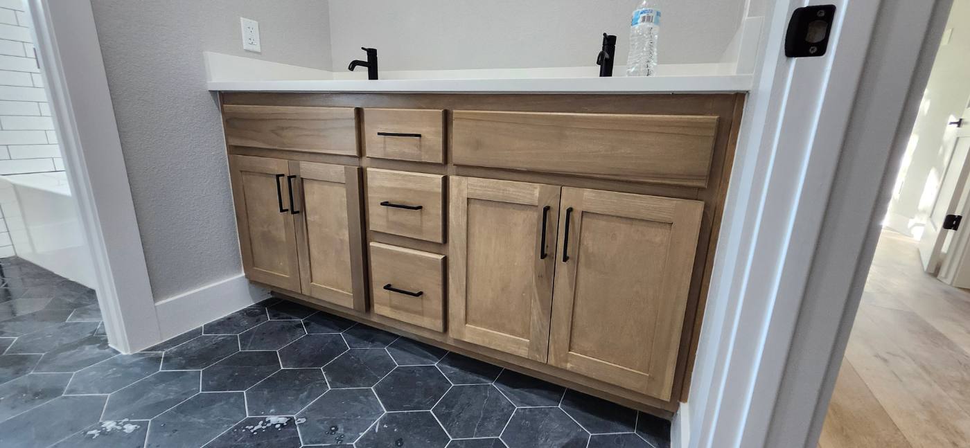 Master bathroom remodel with custom double vanity — I Am Home Innovations Conroe TX